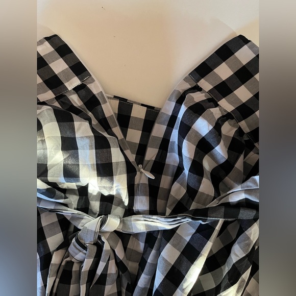 J. Crew Gingham checkered black and white midi skirt tie waist tiered size 4 - Picture 3 of 5